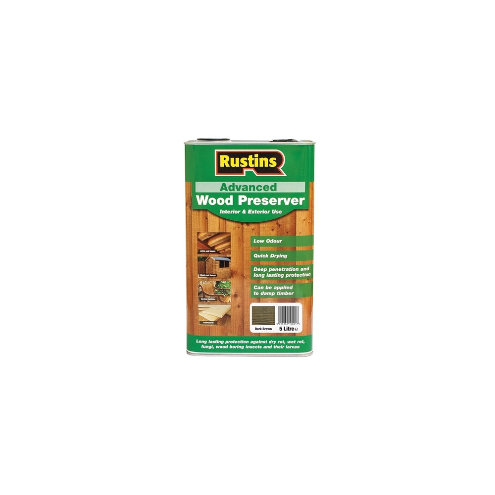 Rustins Advanced Wood Preserver Dark Brown 5 Litre