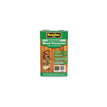 Rustins Advanced Wood Preserver Dark Brown 5 Litre