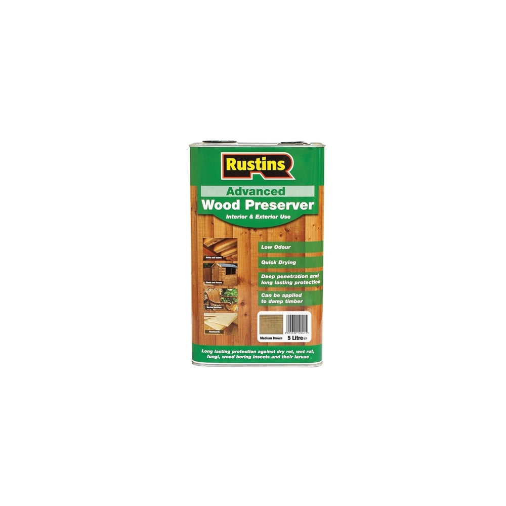 Rustins Advanced Wood Preserver Mid Brown 5 Litre