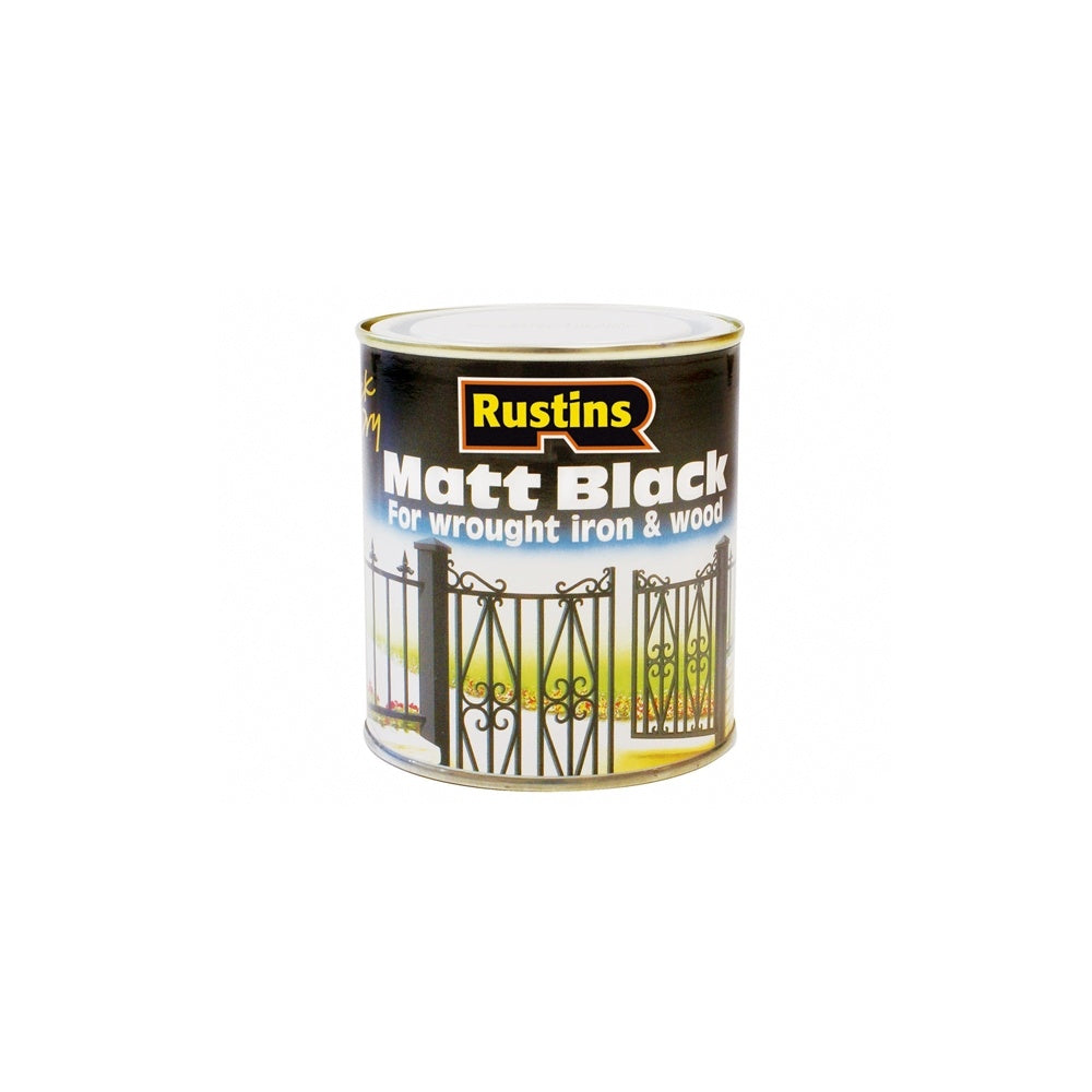 Rustins Matt Black Paint Quick Drying 250ml