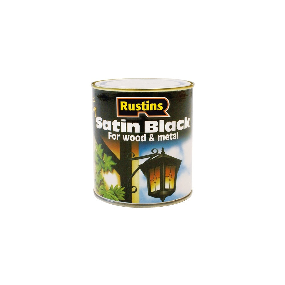 Rustins Satin Black Paint Quick Drying 250ml