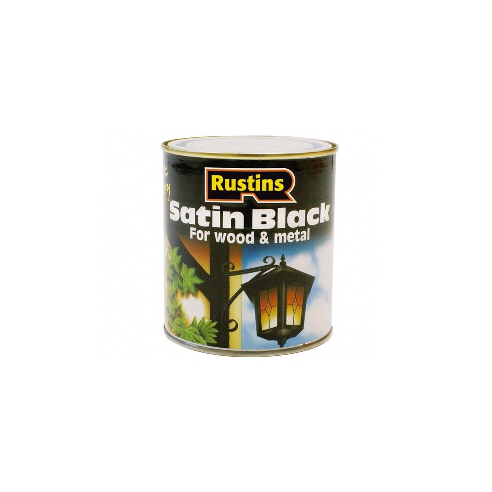 Rustins Satin Black Paint Quick Drying 500ml