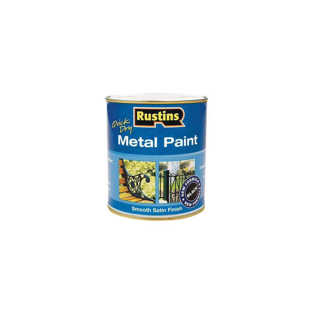 Rustins Metal Paint Smooth Satin Black 250ml