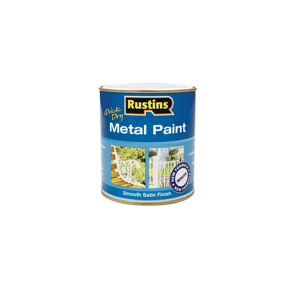 Rustins Metal Paint Smooth Satin White 250ml