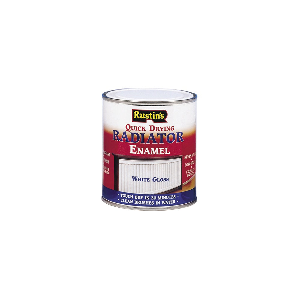 Rustins Quick Dry Radiator Enamel Paint Gloss White 250ml