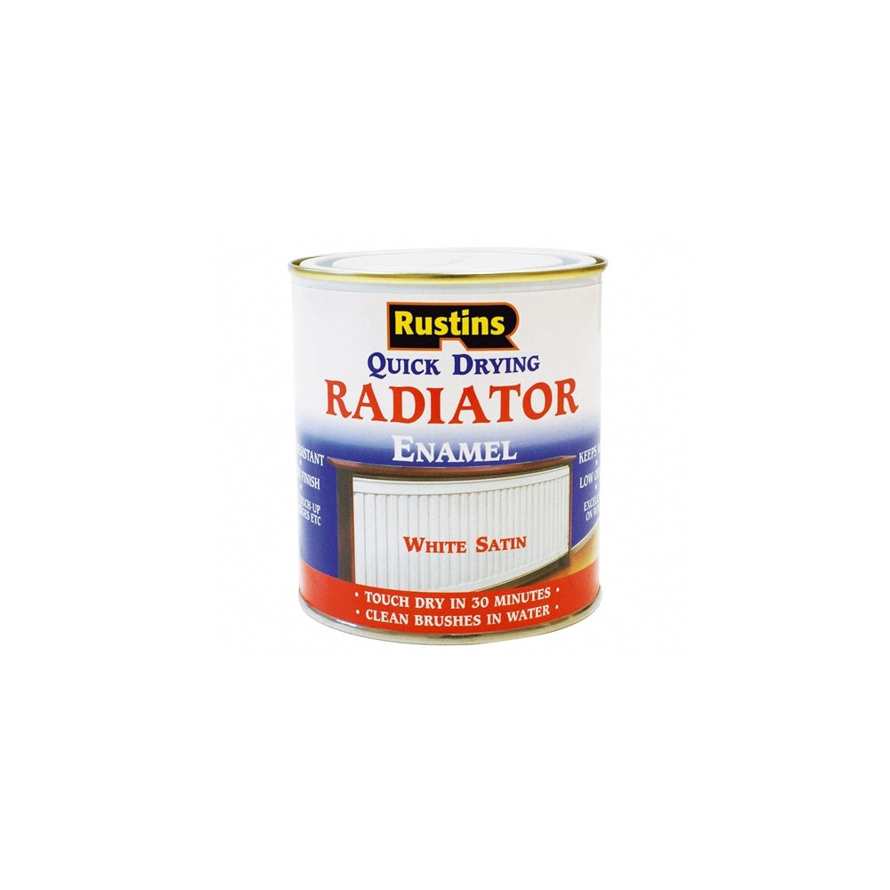Rustins Quick Dry Radiator Enamel Paint Satin White 250ml