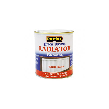 Rustins Quick Dry Radiator Enamel Paint Satin White 500ml