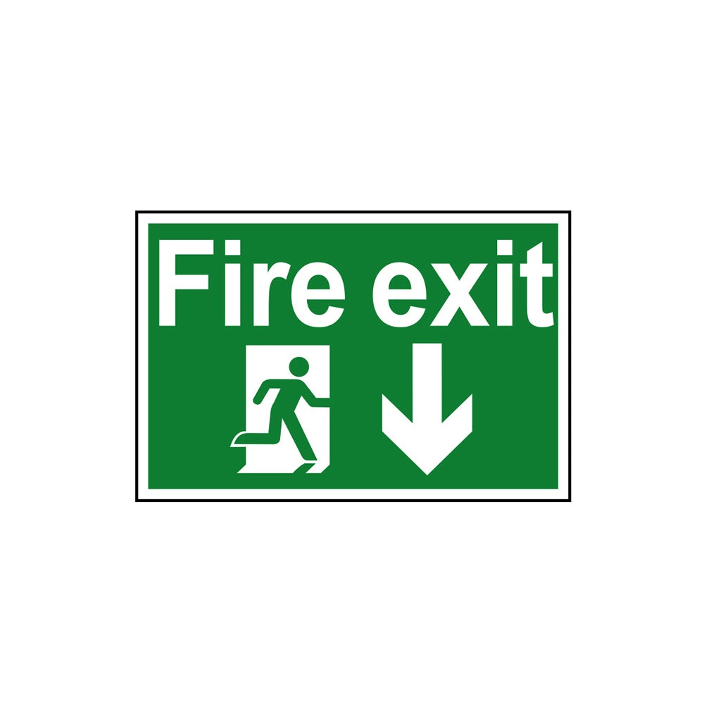 Scan Fire Exit Running Man Arrow Down - PVC 300 x 200mm