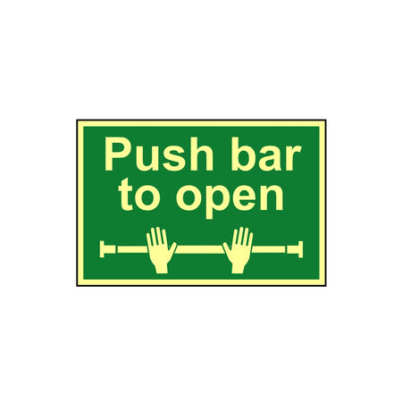 Scan Push Bar To Open - Photoluminescent 300 x 200mm