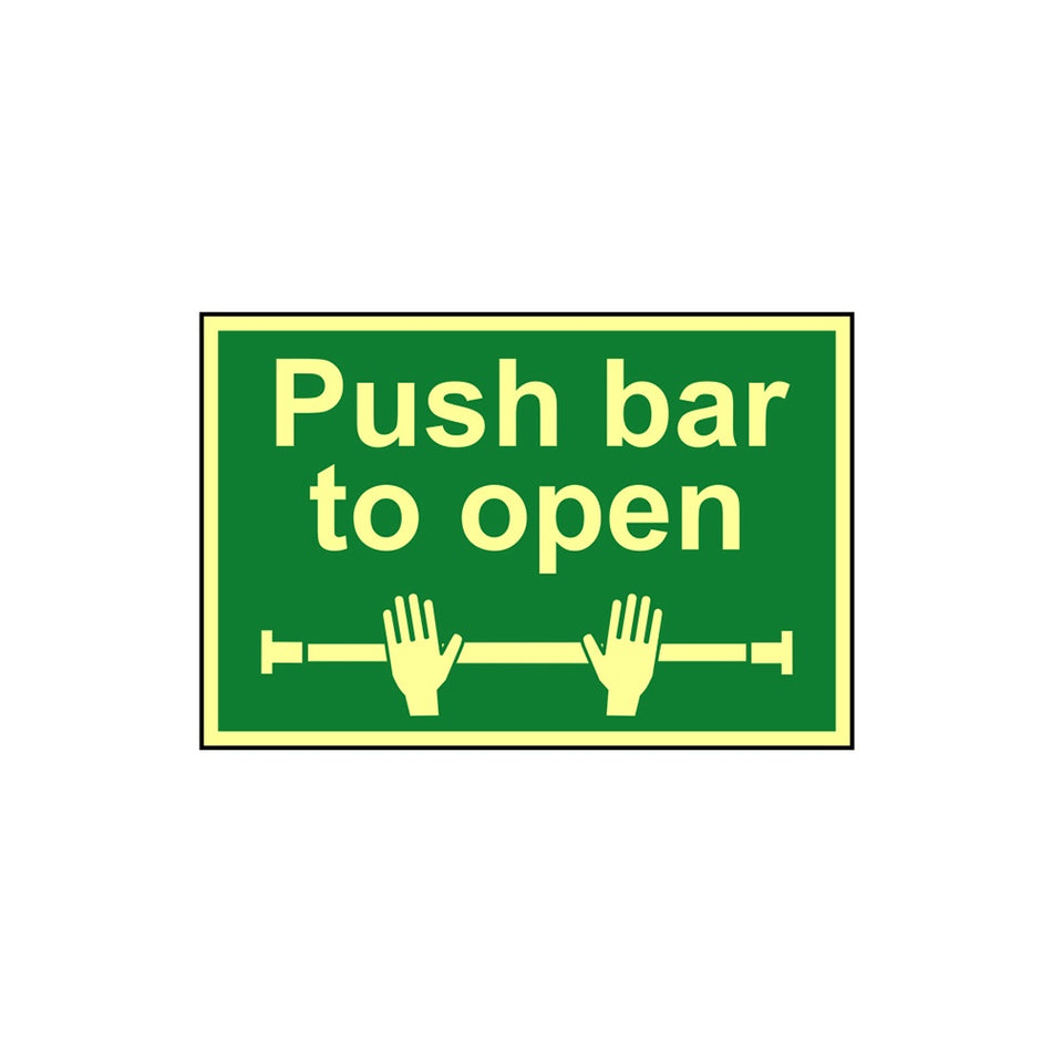 Scan Push Bar To Open - Photoluminescent 300 x 200mm