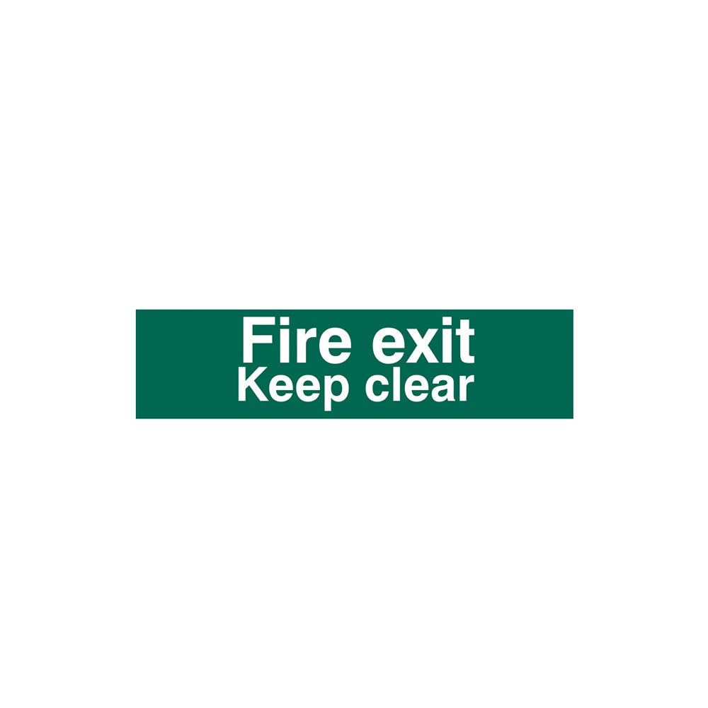 Scan Fire Exit Keep Clear text Only - PVC 200 x 50mm