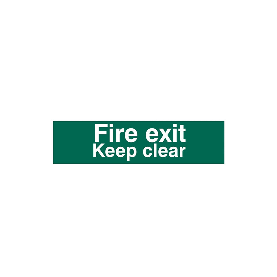 Scan Fire Exit Keep Clear text Only - PVC 200 x 50mm
