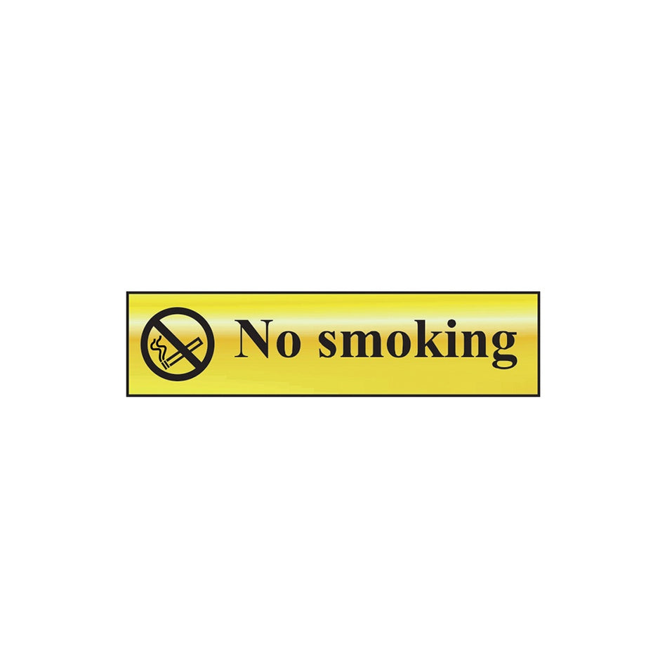 Scan No Smoking - Polished Brass Effect 200 x 50mm