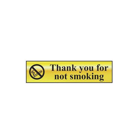 Scan Thank You For Not Smoking - Polished Brass Effect 200 x 50mm