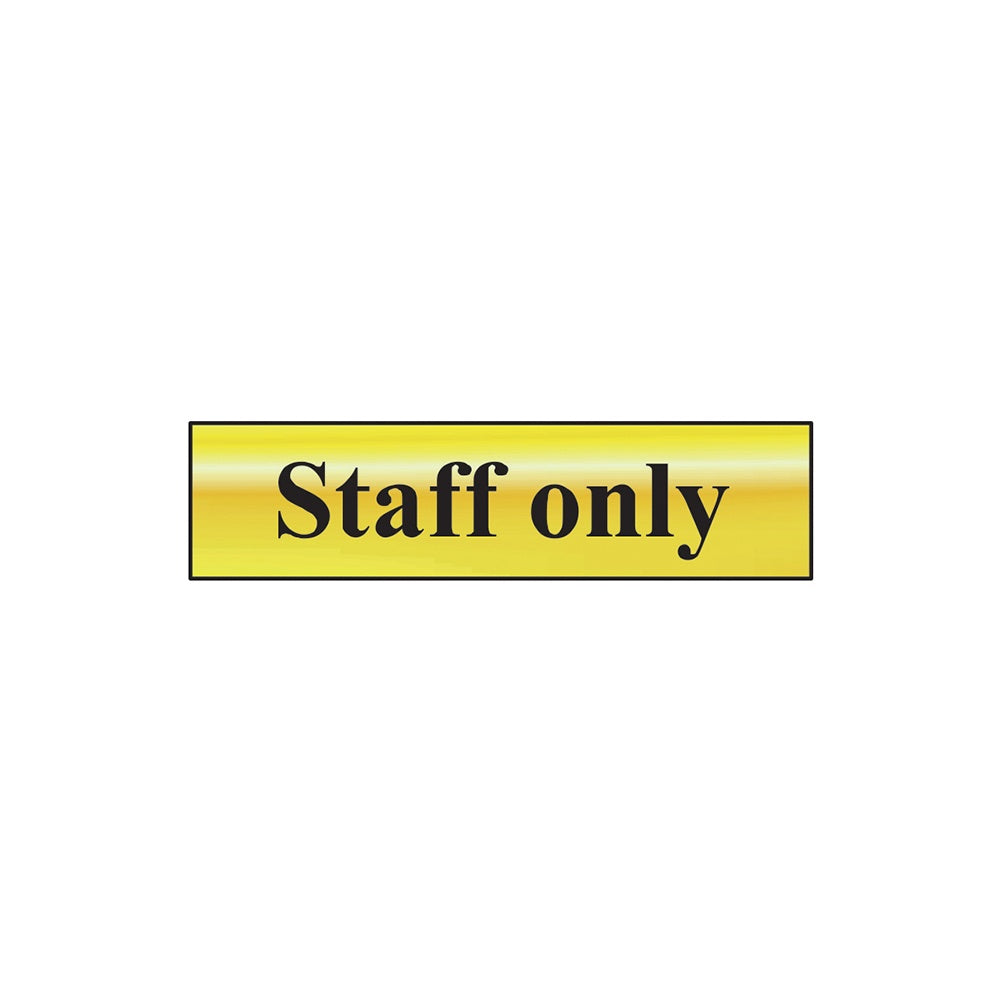 Scan Staff Only - Polished Brass Effect 200 x 50mm