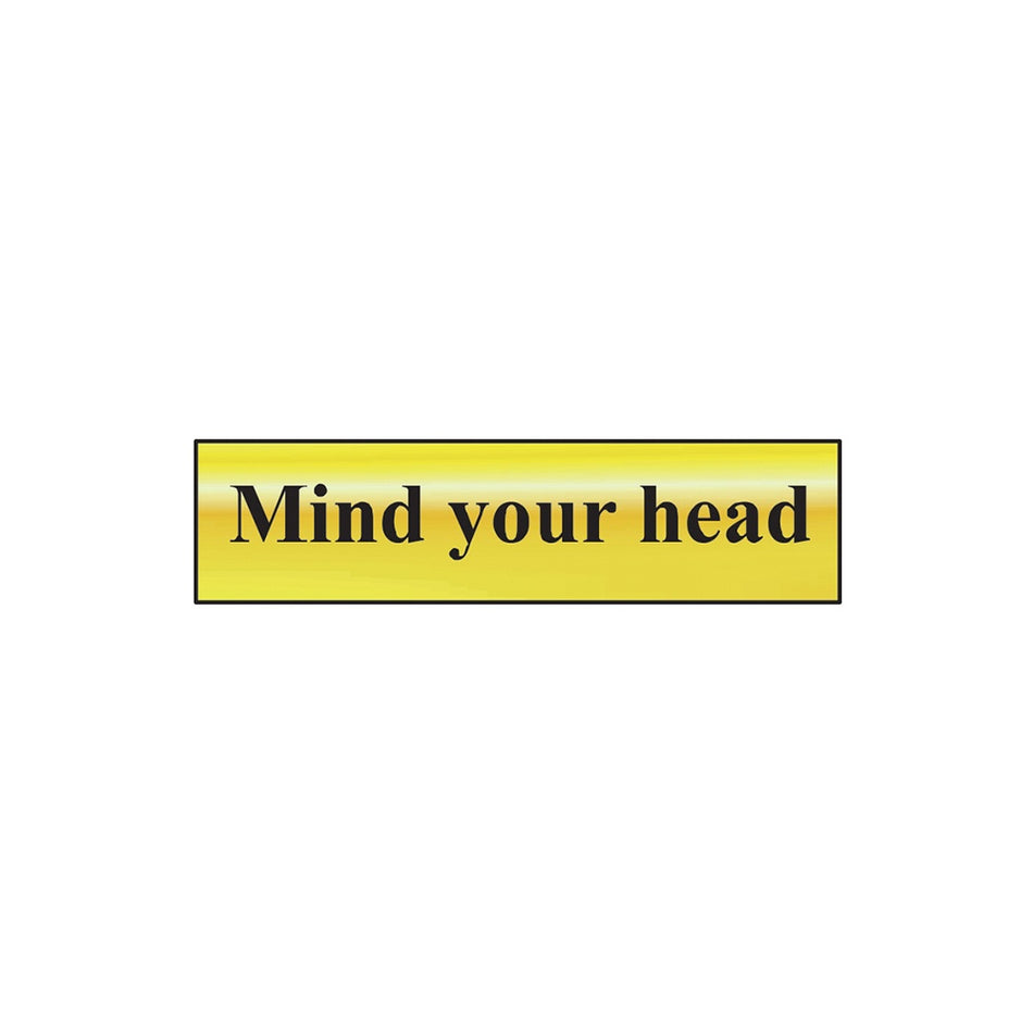 Scan Mind Your Head - Polished Brass Effect 200 x 50mm
