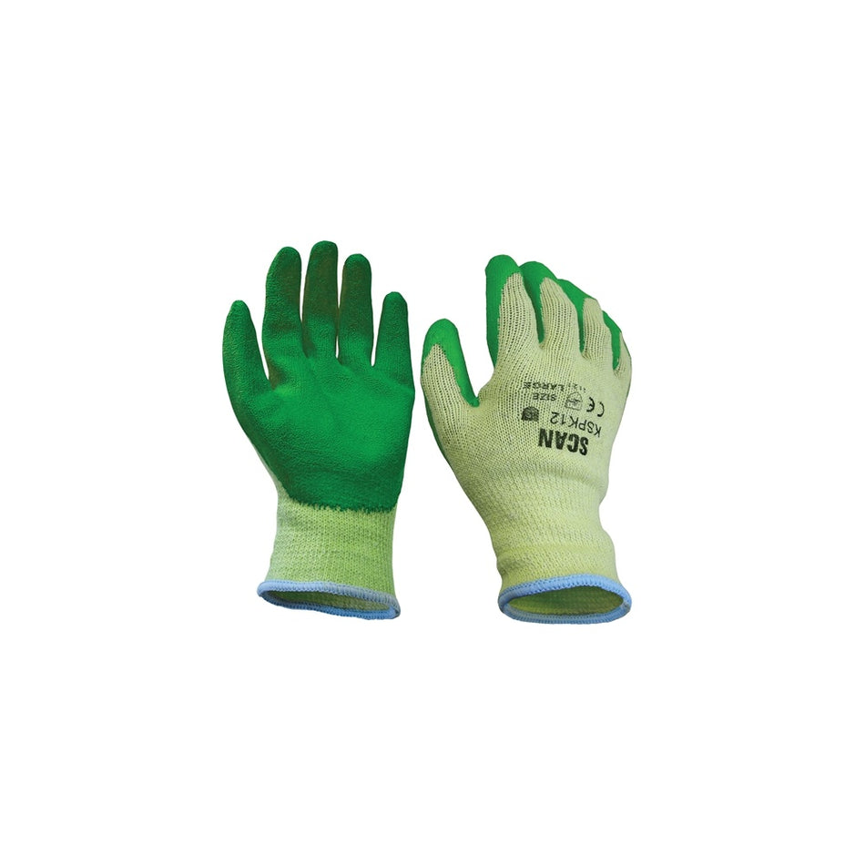 Scan Knit Shell Latex Palm Gloves Green Pack of 12 Size 10