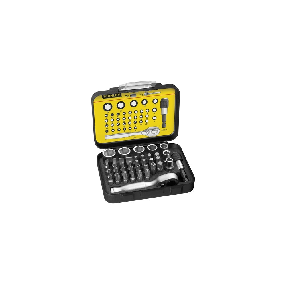 Stanley Tools Bit & Socket Set of 39 + Ratchet Metric 1/4 Drive