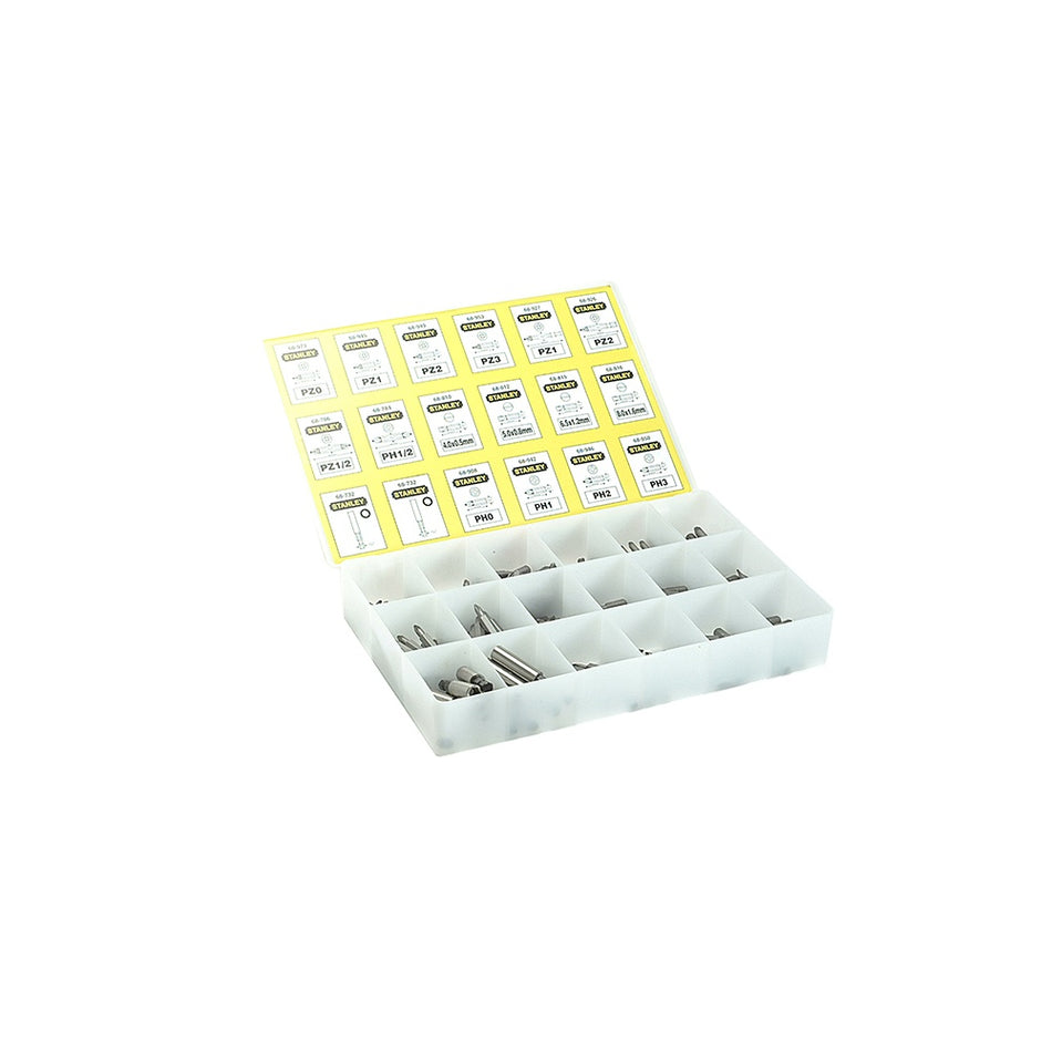 Stanley Tools Insert Bits Assorted Tray 200 Pozi / Phillips/ Slotted