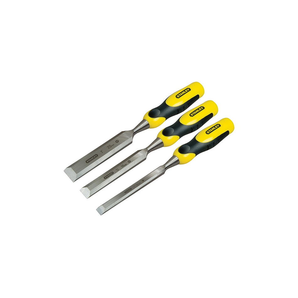 Stanley Tools Dynagrip Bevel Edge Chisel with Strike Cap Set of 3: 12, 18 & 25mm