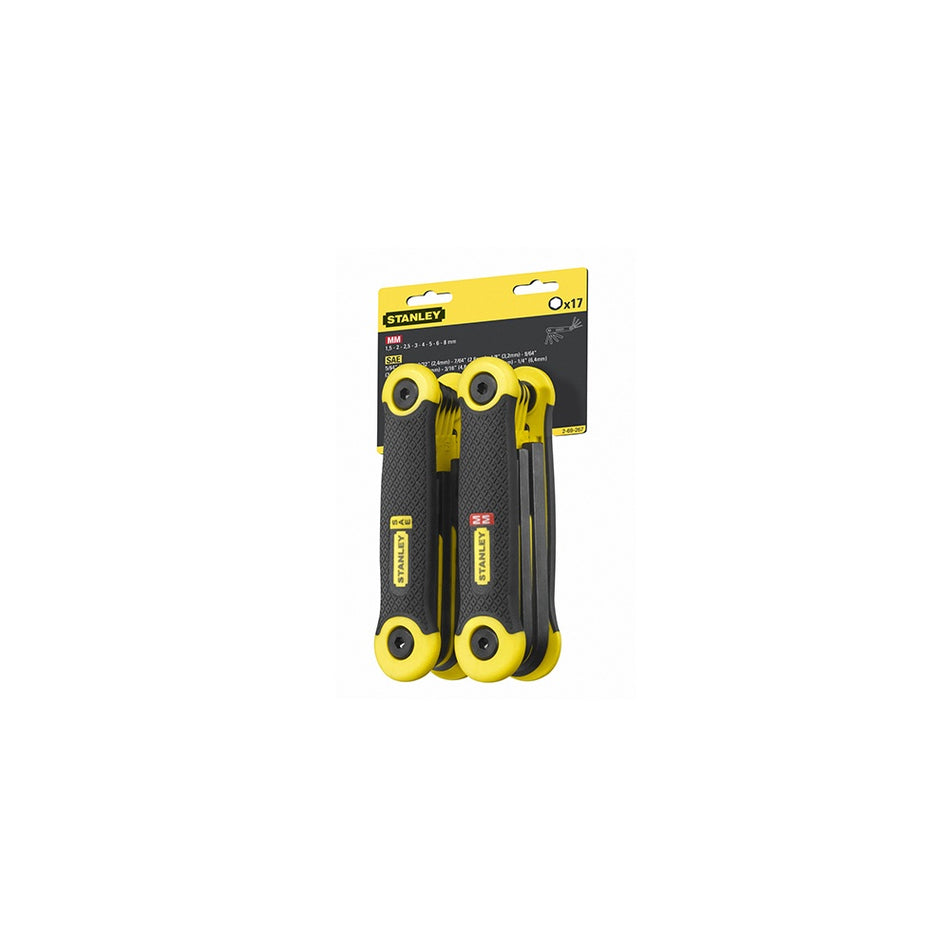 Stanley Tools Hexagon Key Folding Set of 17 Metric Imperial (1.5-8mm 5/64-1/4in)