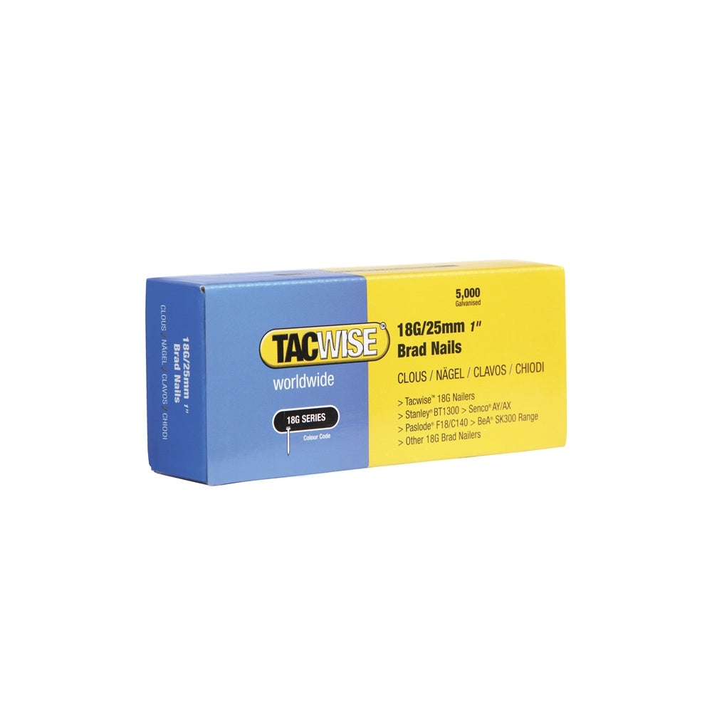 Tacwise 18 Gauge 25mm Brad Nails Pack of 5000