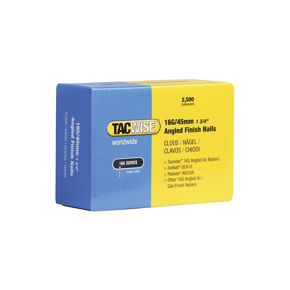 Tacwise 16 Gauge Angled Nails 38mm For DC618K Pack 2500