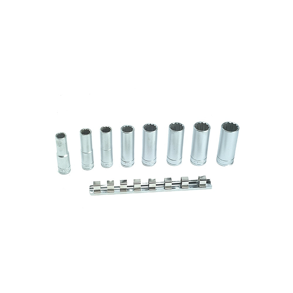 Teng M1207 Socket Clip Rail Set of 8 Metric 1/2in Drive