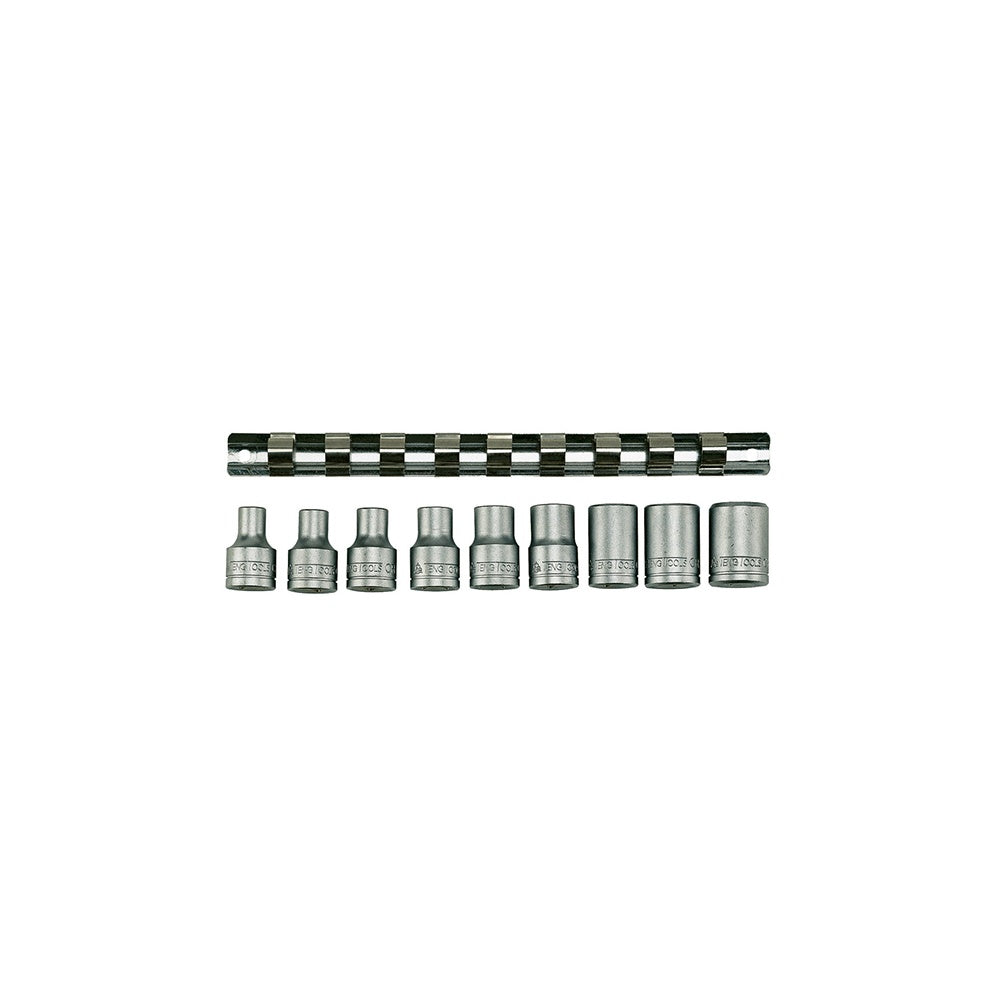 Teng M1210 Socket Clip Rail Set of 9 External Torx 1/2in Drive
