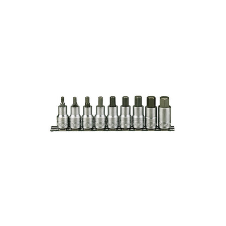 Teng M1212 Socket Clip Rail Hex Set of 9 Metric 1/2in Drive