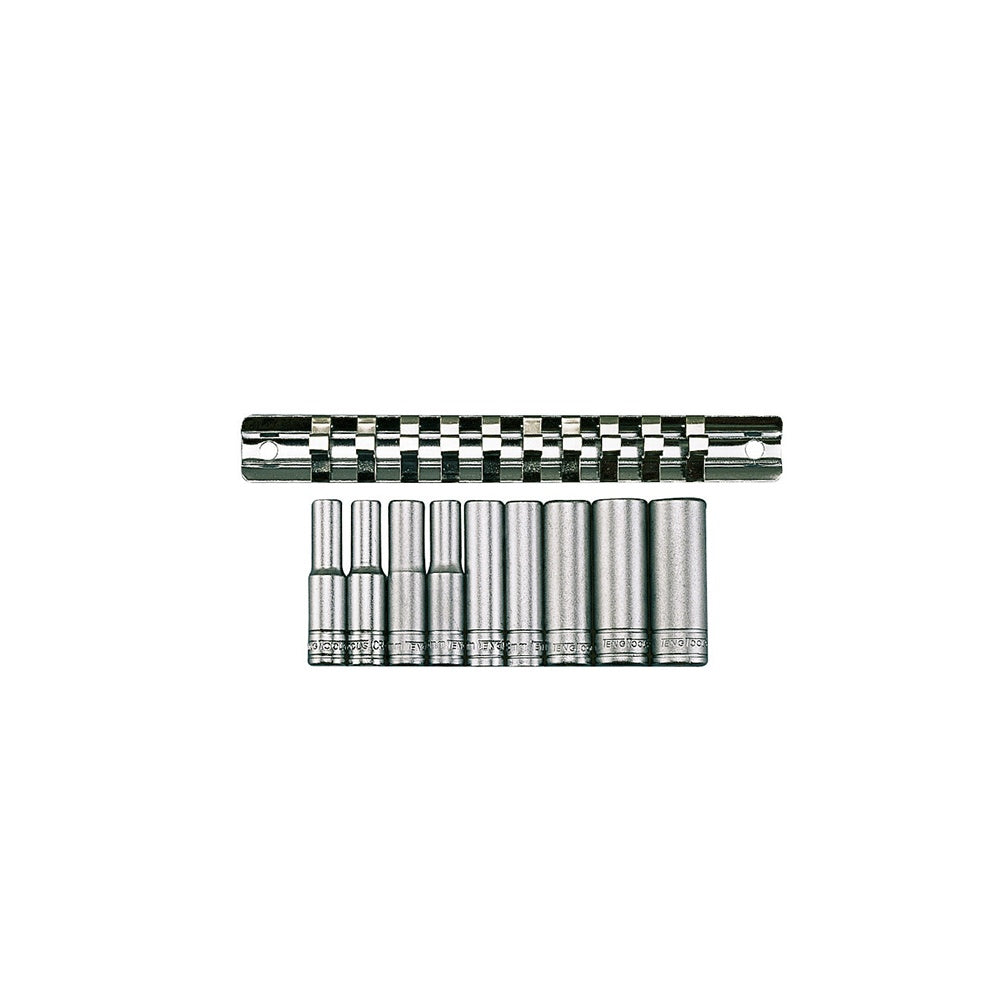 Teng M1407 Deep Socket Clip Rail Set of 10 Metric 1/4in Drive