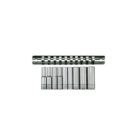Teng M1407 Deep Socket Clip Rail Set of 10 Metric 1/4in Drive