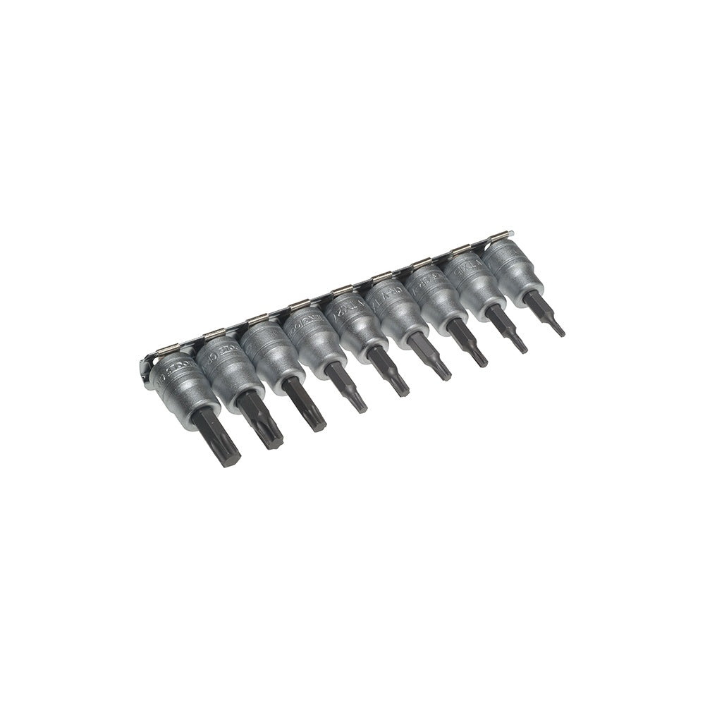 Teng M3813TX Socket Clip Rail Set of 9 External Torx 3/8in Drive