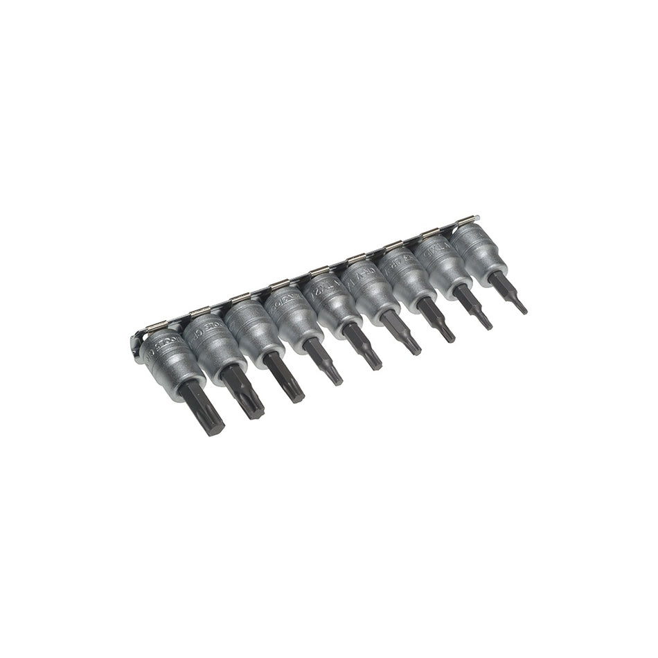 Teng M3813TX Socket Clip Rail Set of 9 External Torx 3/8in Drive