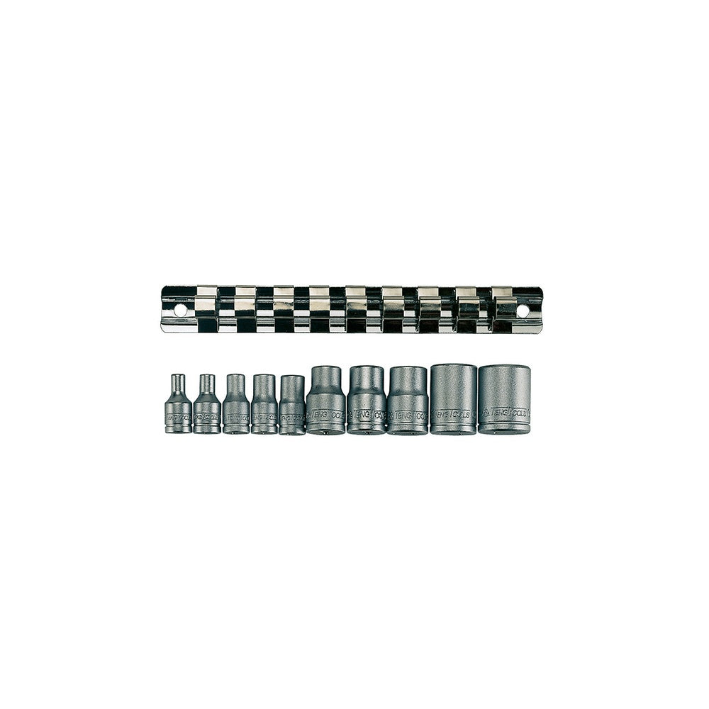 Teng M3814 Socket Clip Rail TX-E Set of 10 3/8in & 1/4in Drive