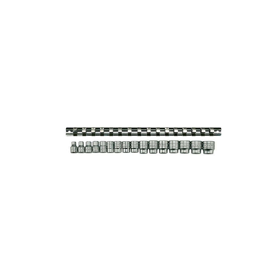 Teng M3816 Socket Clip Rail Set of 16 Metric 3/8in Drive