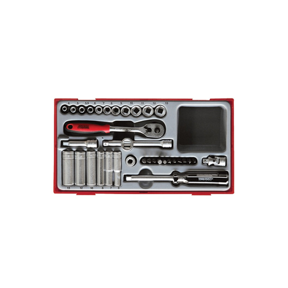 Teng TT1435 35 Piece Socket Set 4-13mm - 1/4in Drive