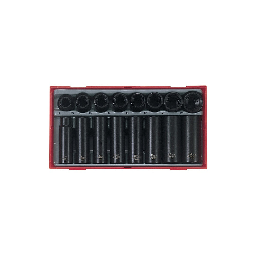 Teng TT9116 16 Piece Regular/ Deep Impact Socket Set 1/2in Drive