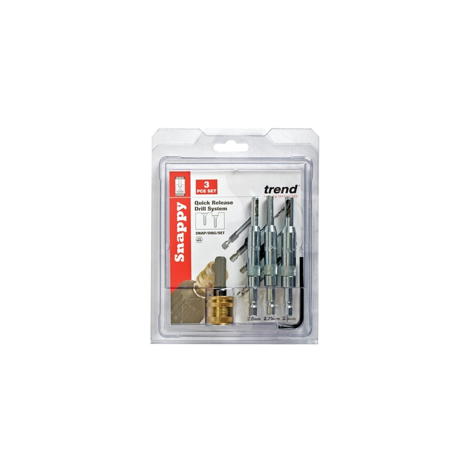 Trend SNAP/DBG/SET Drill Bit Guide Set with Quick Chuck - 5/64in, 7/64in & 9/64in