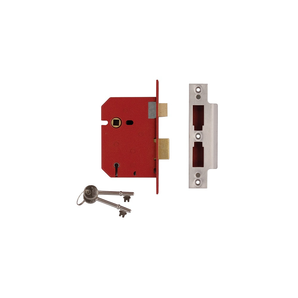 UNION 2201 5 Lever Mortice Sashlock Satin Chrome 65mm 2.5in Box