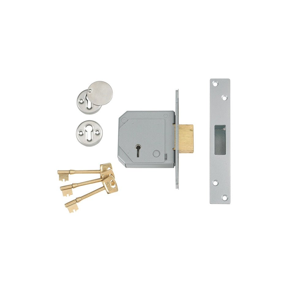 UNION 3G114E 5 Lever Mortice Deadlock C-Series 67mm 2.5in Satin Chrome