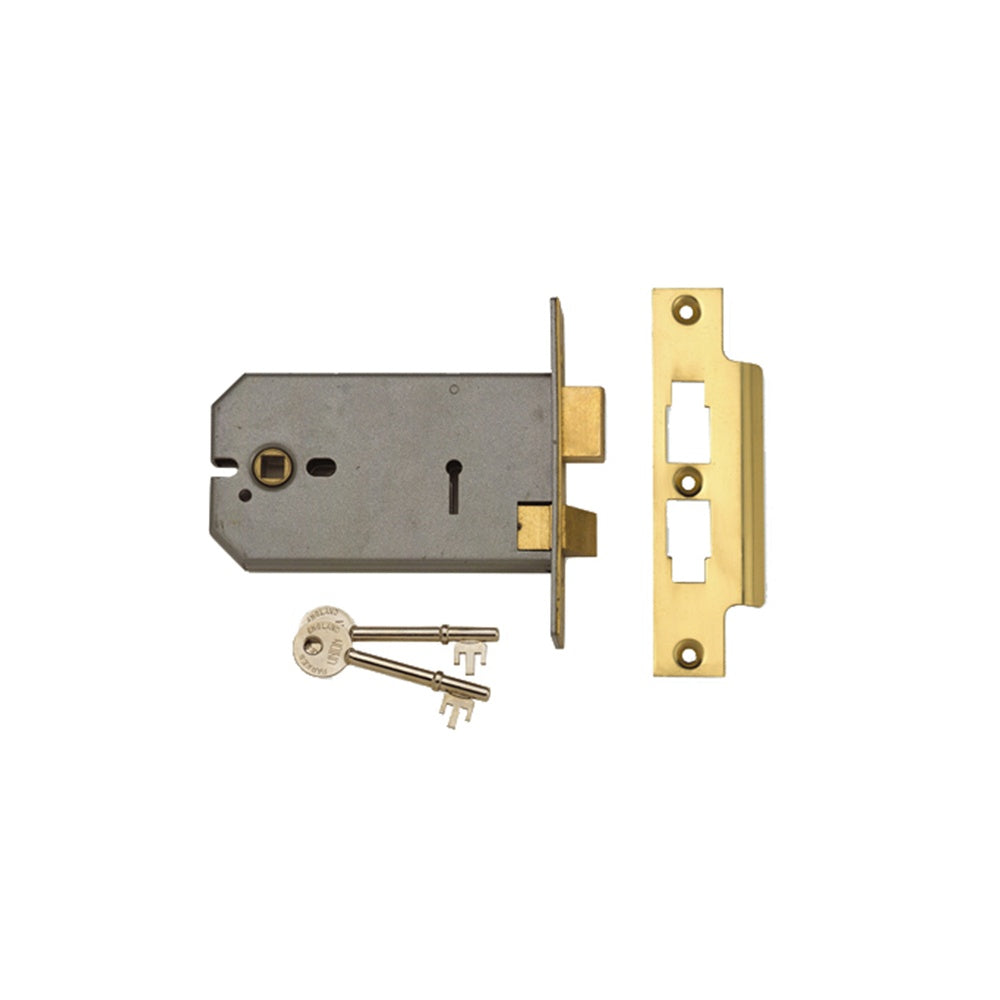 UNION 2077-6 3 Lever Horizontal Mortice Lock 149mm Polished Brass
