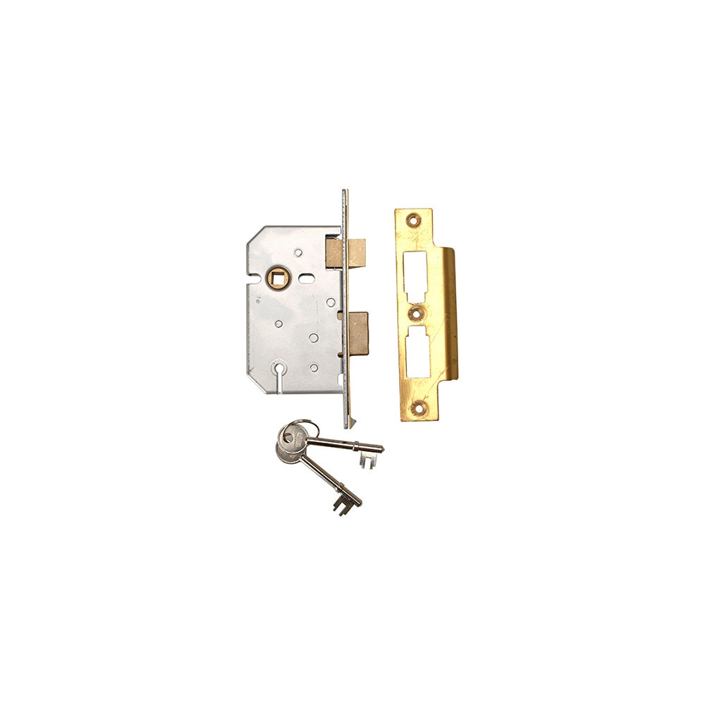 UNION 2277 3 Lever Mortice Sashlock Polished Brass 65mm 2.5in Visi