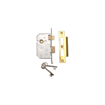 UNION 2277 3 Lever Mortice Sashlock Polished Brass 65mm 2.5in Visi