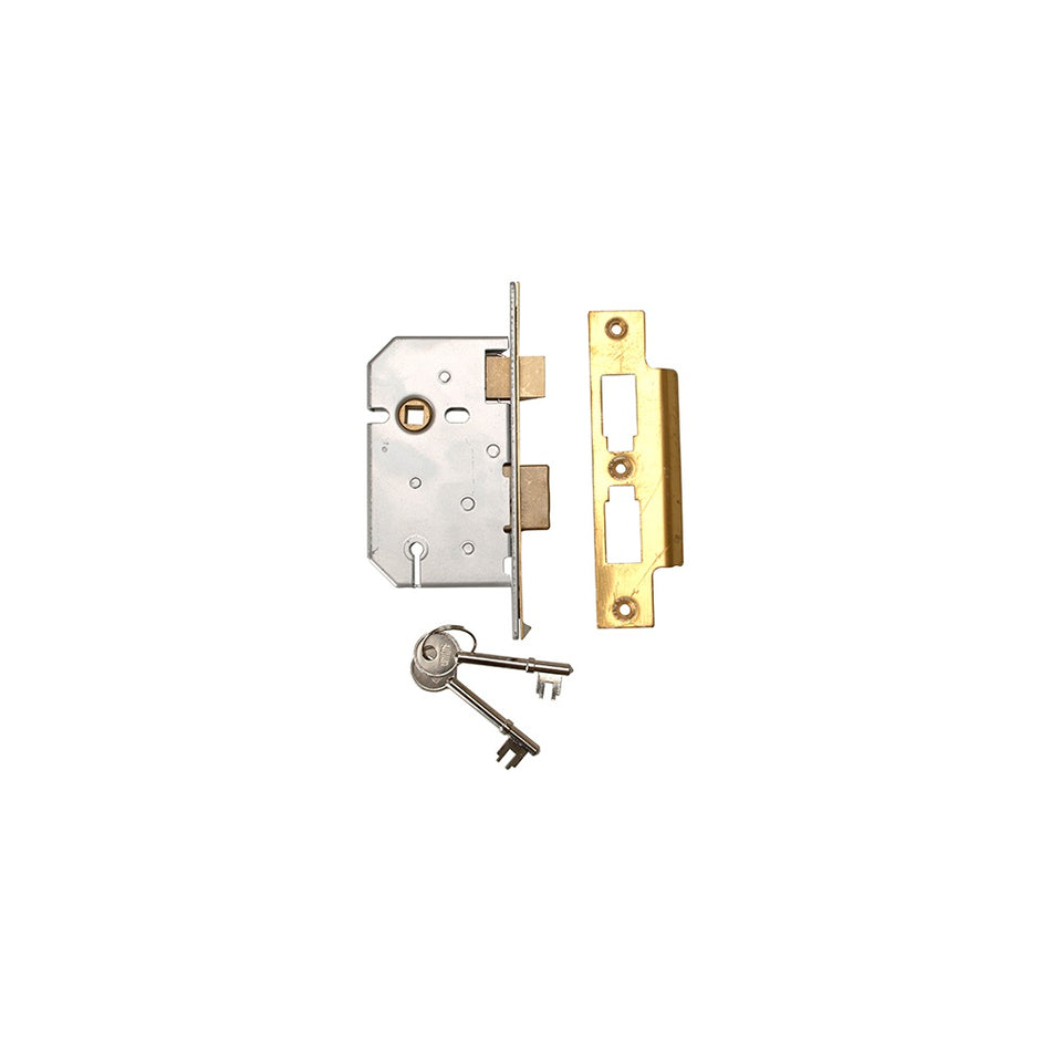 UNION 2277 3 Lever Mortice Sashlock Polished Brass 65mm 2.5in Visi