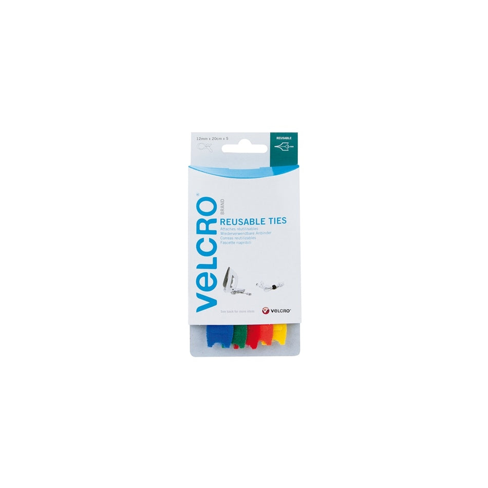 VELCRO???? Brand Adjustable VELCRO???? Brand Ties (5) 12mm x 20cm Multi-Colour