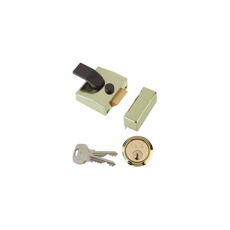 Yale Locks 85 Deadlocking Nightlatch 40mm Backset Brasslux Finish Box