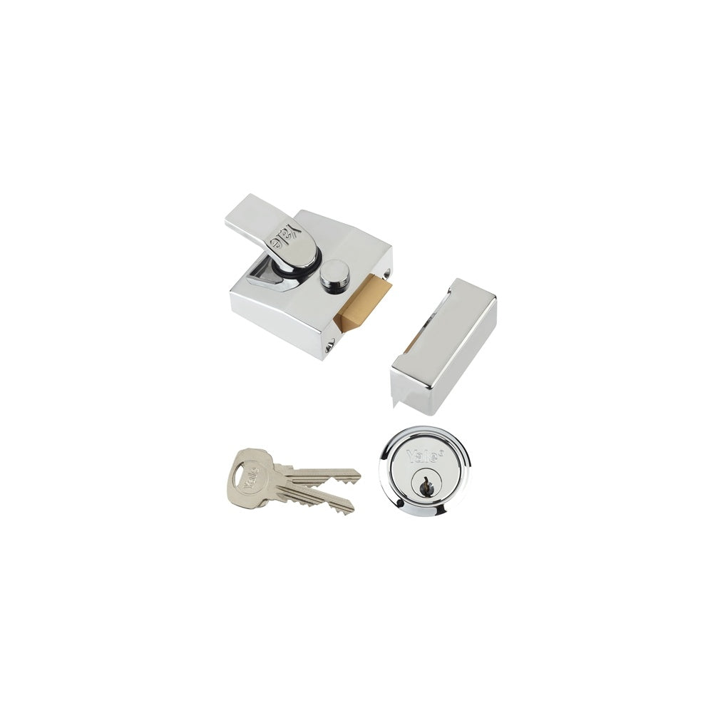 Yale Locks 85 Deadlocking Nightlatch 40mm Backset Chrome Finish Box