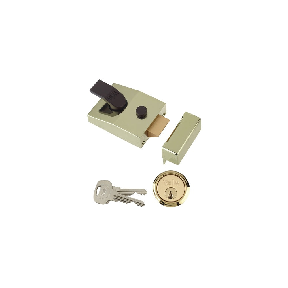 Yale Locks 89 Deadlock Nightlatch 60mm Backset Brasslux Finish Box