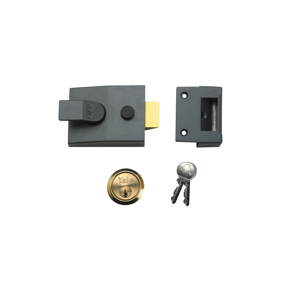 Yale Locks 89 Deadlock Nightlatch 60mm Backset DMG Finish Satin Chrome Cylinder Box